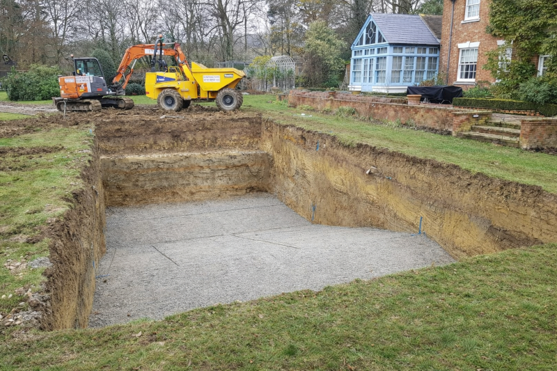 Excavated pool hole